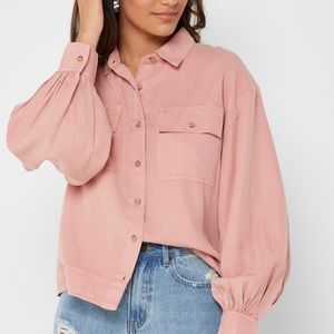 🌴TOPSHOP boxy balloon sleeve utility shirt